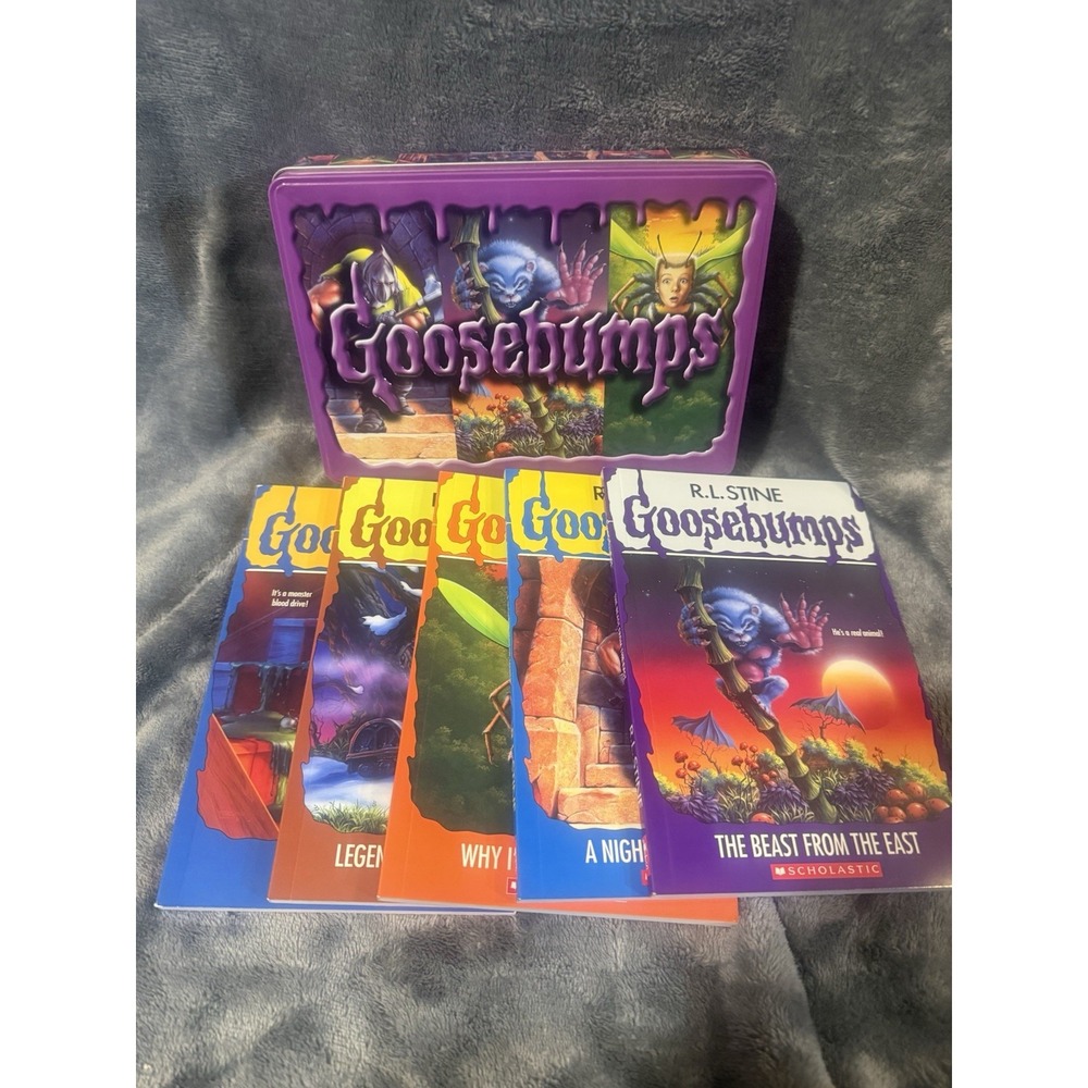 25th Anniversary Collector's Tin With 5 Books Goosebumps RL Stine EUC